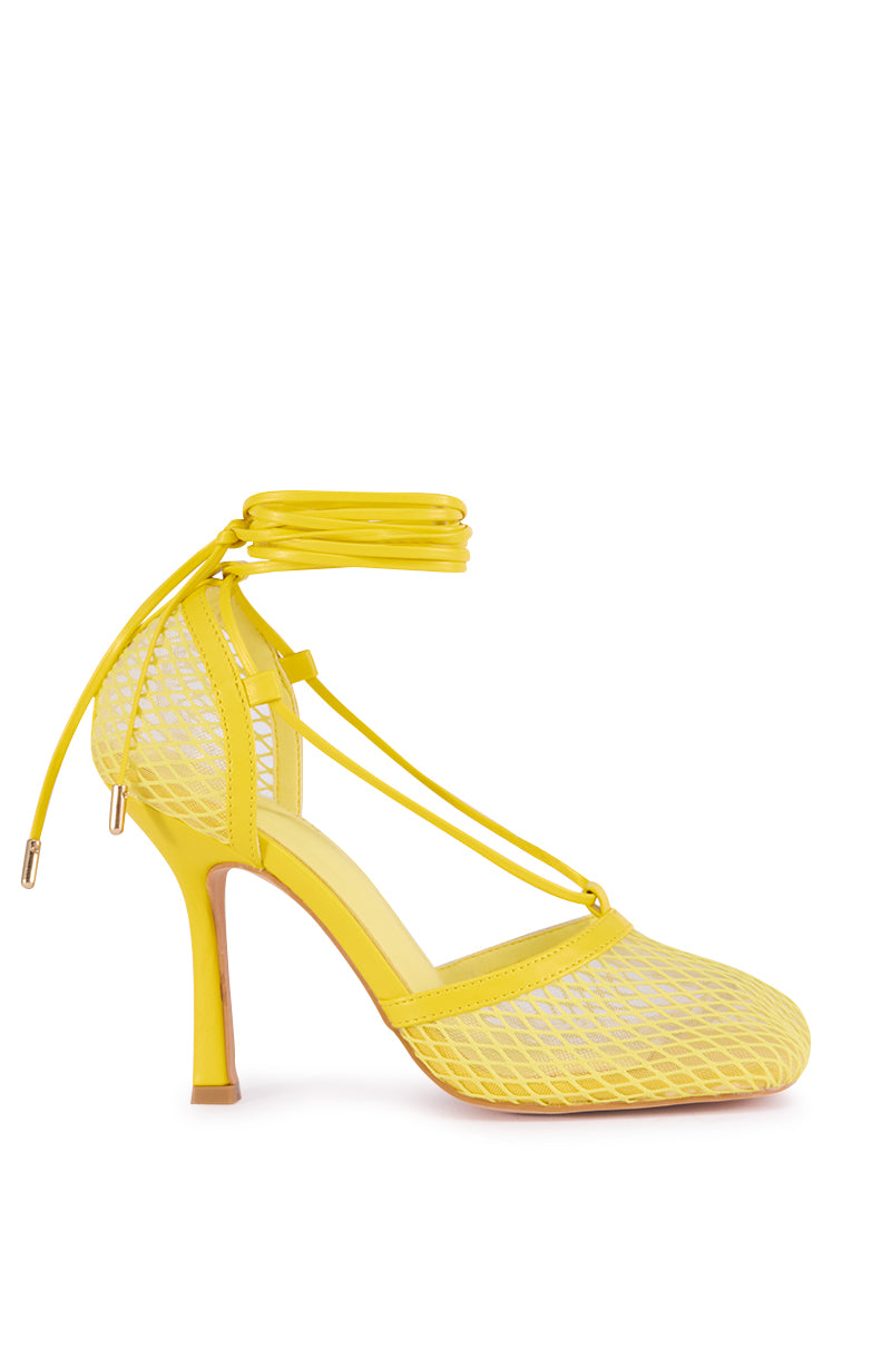 AZALEA WANG SKYLEE MESH SANDAL IN YELLOW