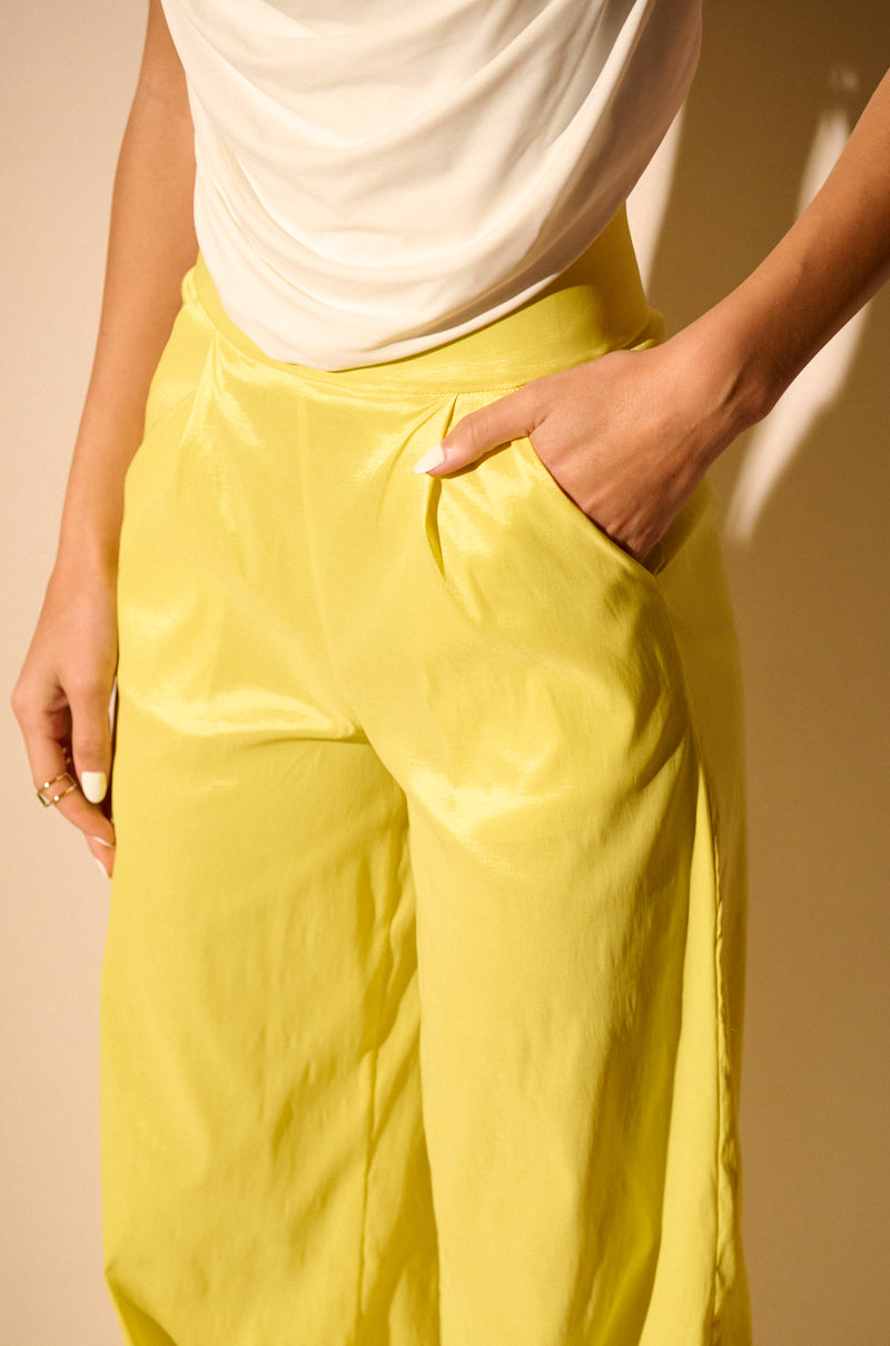 BIG BOOTY HIGH WAIST WIDE LEG TROUSER IN YELLOW