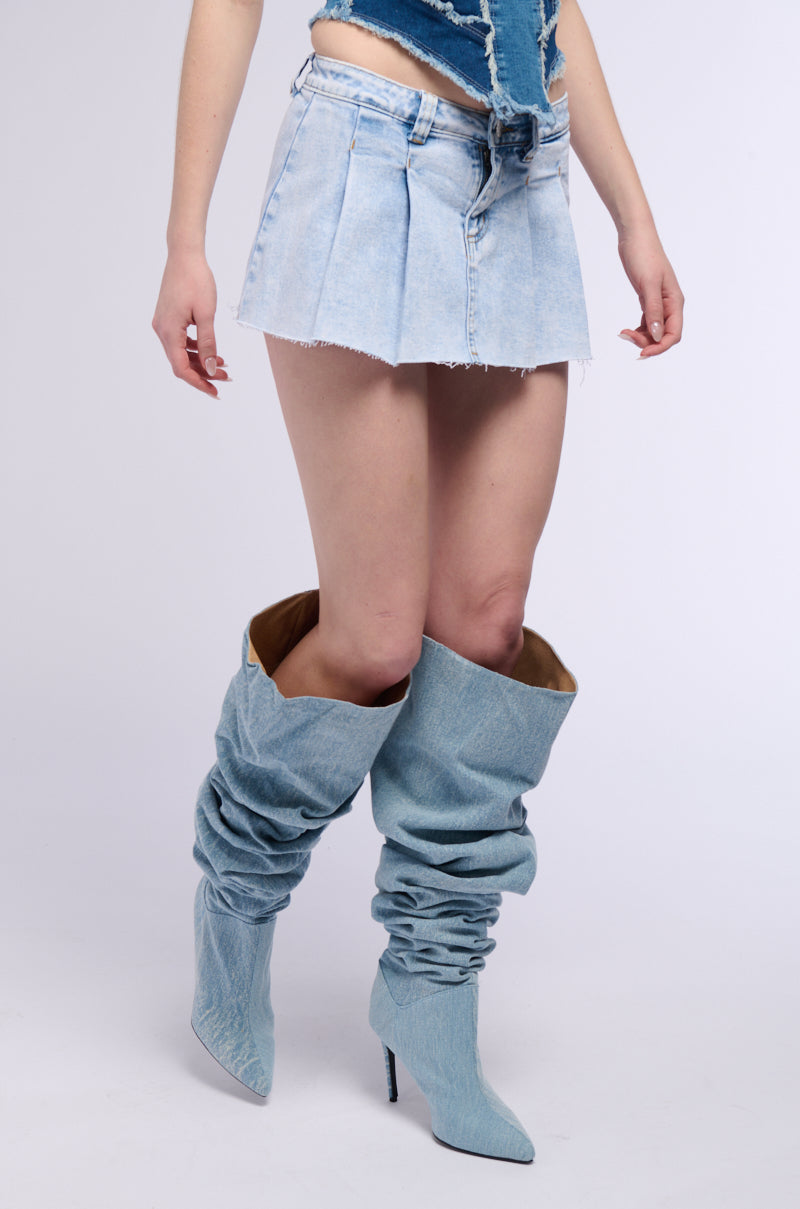 SICILY ACID WASHED DENIM MINI SKIRT