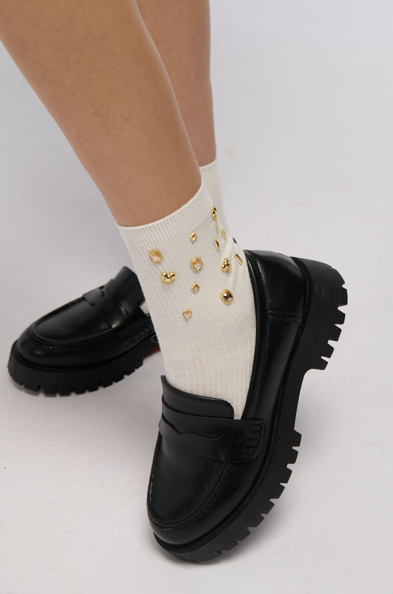 GOLDEN ONE GEM EMBELLISHED SOCKS