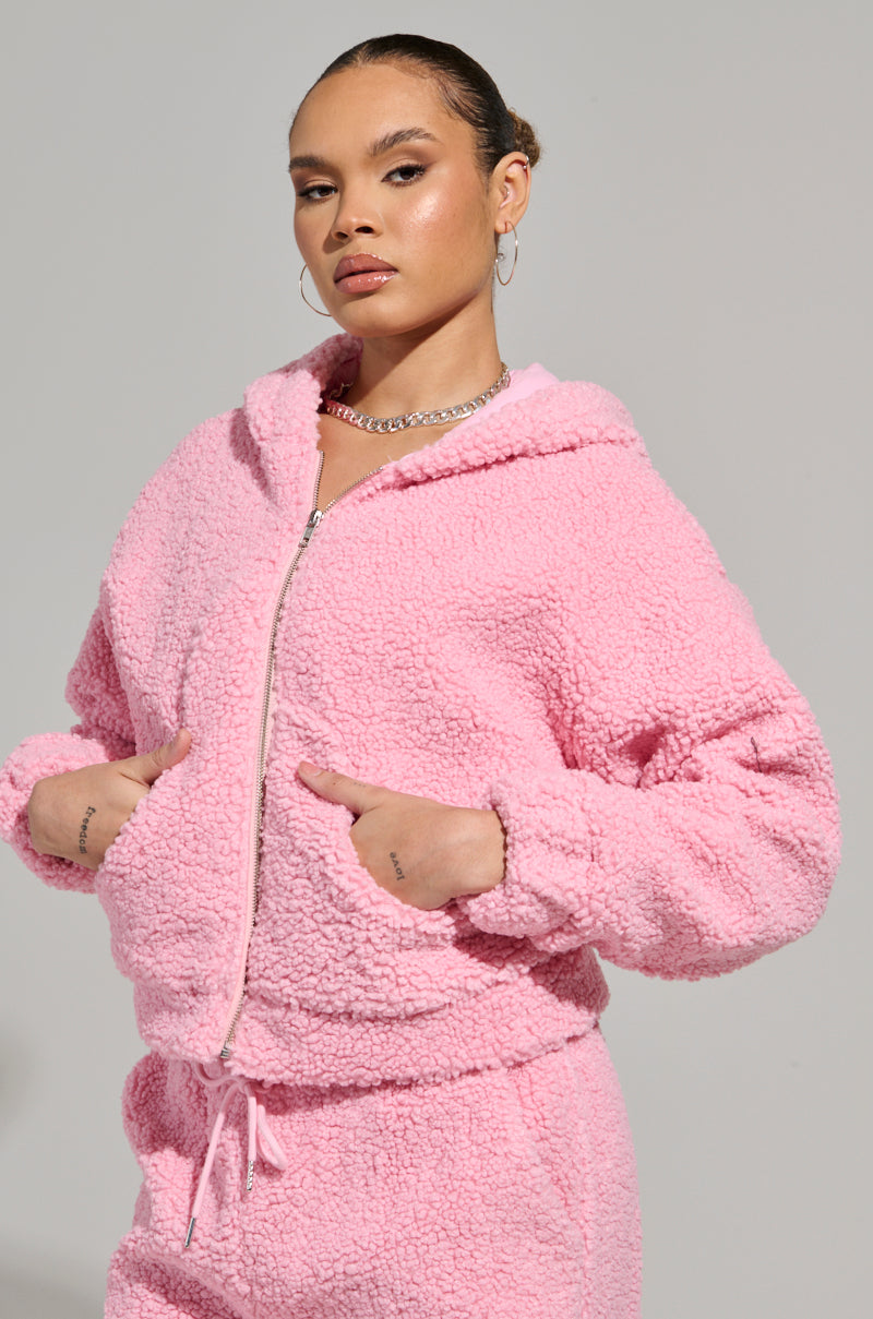 SOUR CANDY SHERPA ZIP UP HOODIE