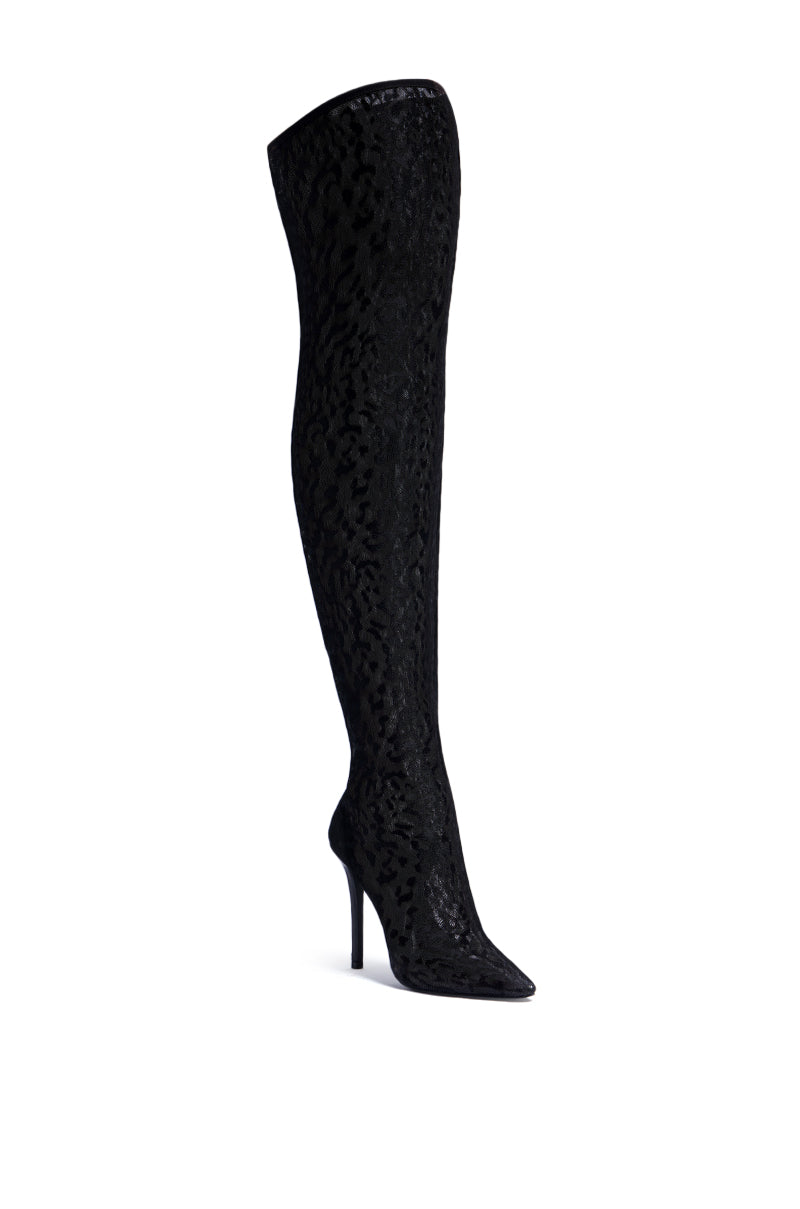 AZALEA WANG FREYJA OVER THE KNEE LACE BOOT IN BLACK