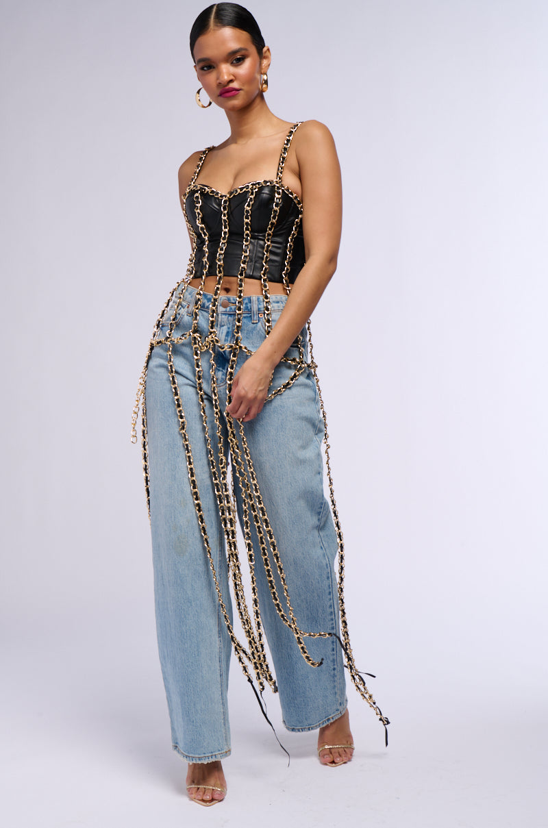 RICH ENERGY LONG CHAIN BUSTIER TOP