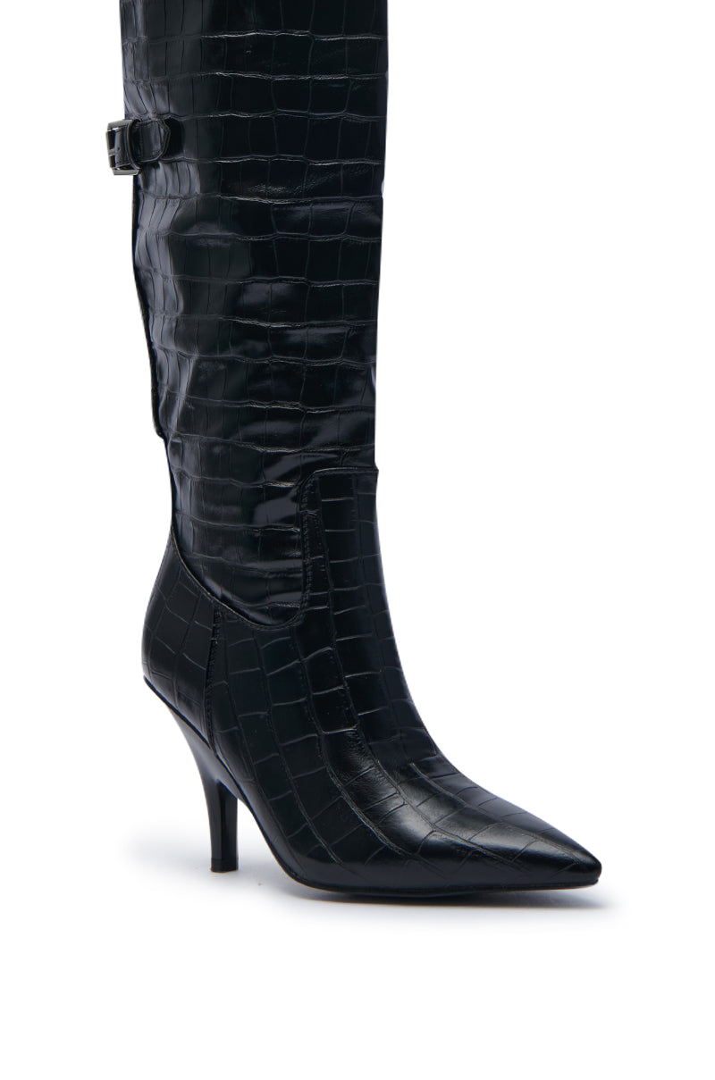 AZALEA WANG RHODES BLACK CROC WEDGE BOOT