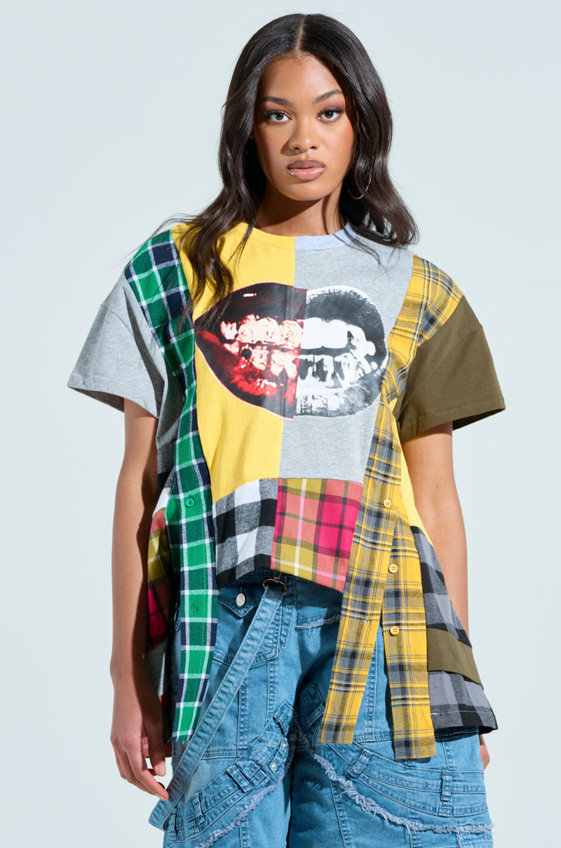 REBUILT OVERSIZED FLANNEL T-SHIRT