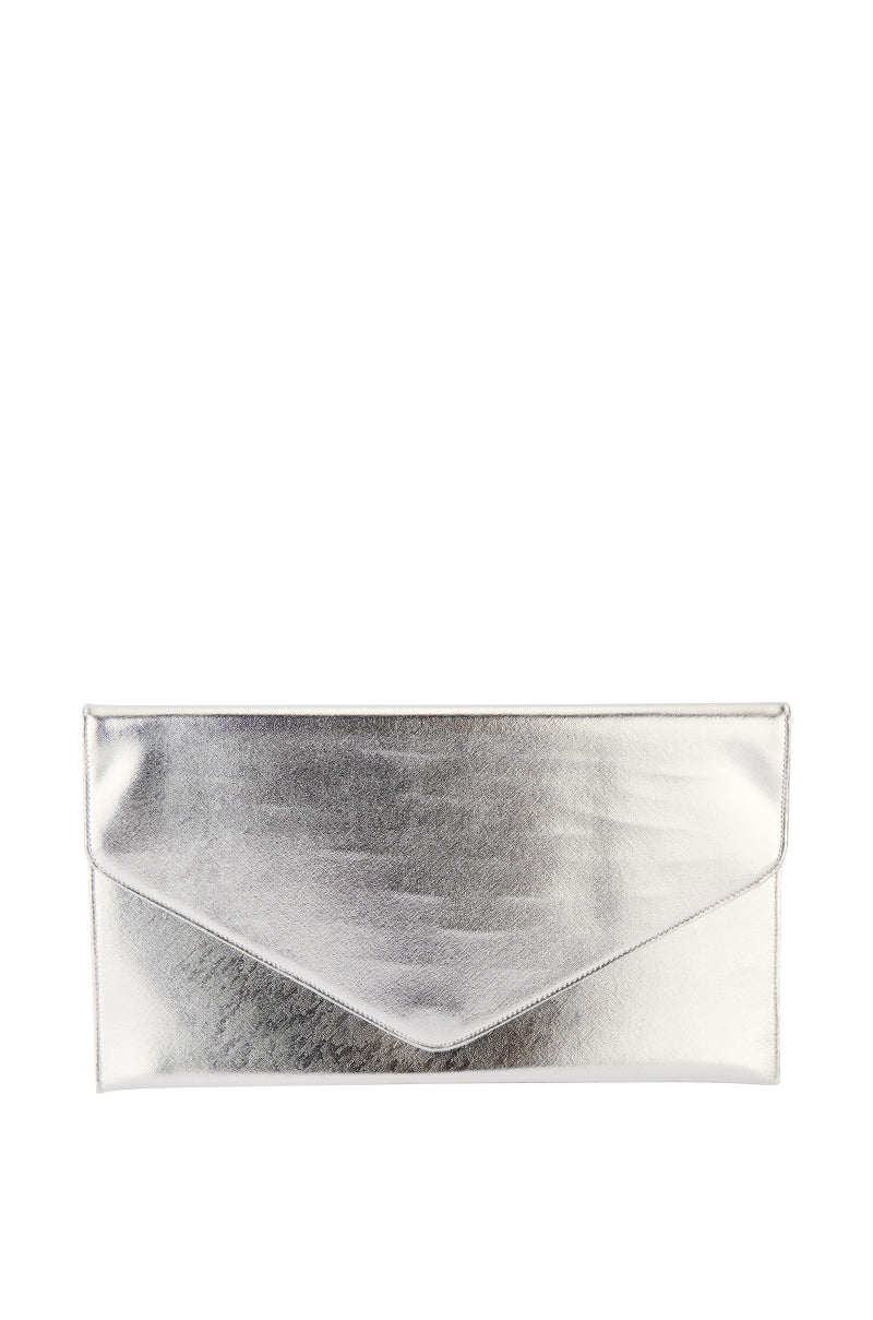 READY FOR ANYTHING OVERSIZED CLUTCH IN SILVER