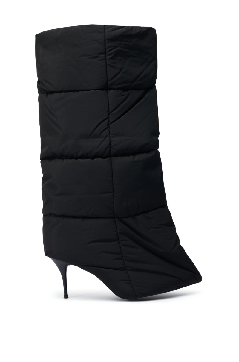 DREAMSICLE BLACK PUFFER STILETTO BOOT