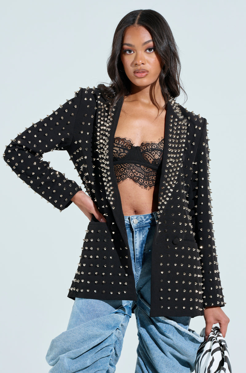 SUGAR AND SPICE SPIKED STUD BLAZER