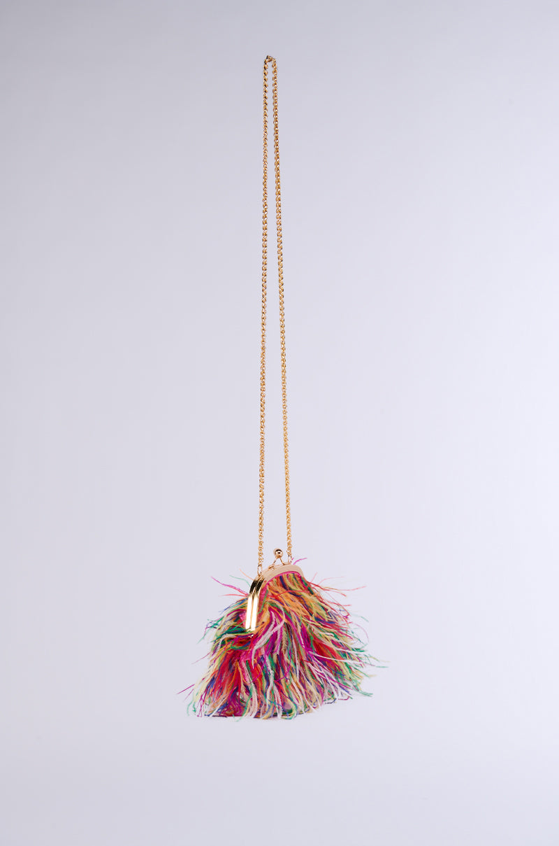 AZONTINA PINK FEATHER PURSE