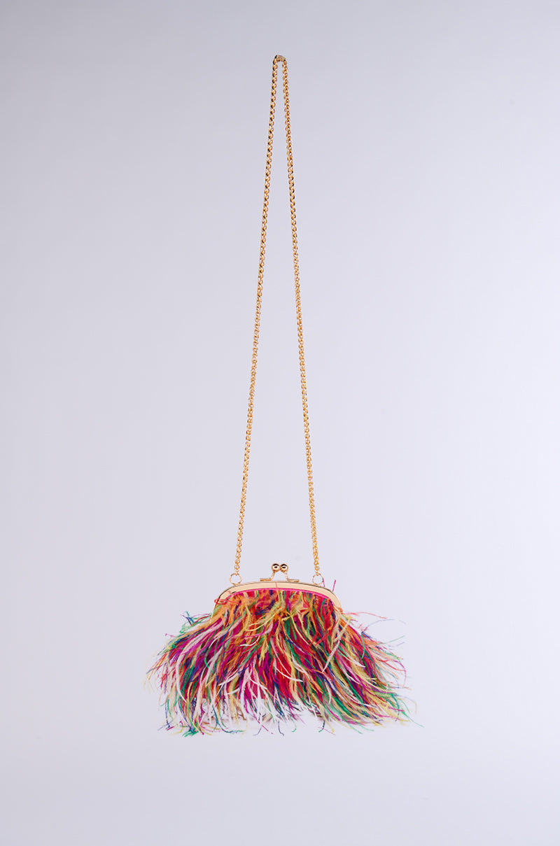 AZONTINA PINK FEATHER PURSE