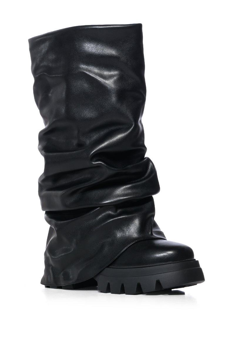 AZALEA WANG MATE BLACK RUCHED BOOT