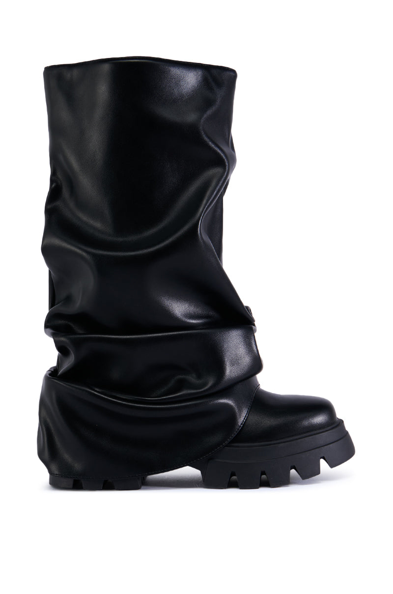 AZALEA WANG MATE BLACK RUCHED BOOT