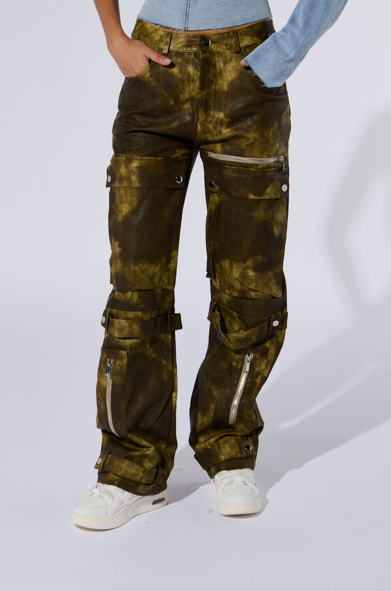 OUT LIKE A BANDIT FAUX LEATHER CARGO PANT