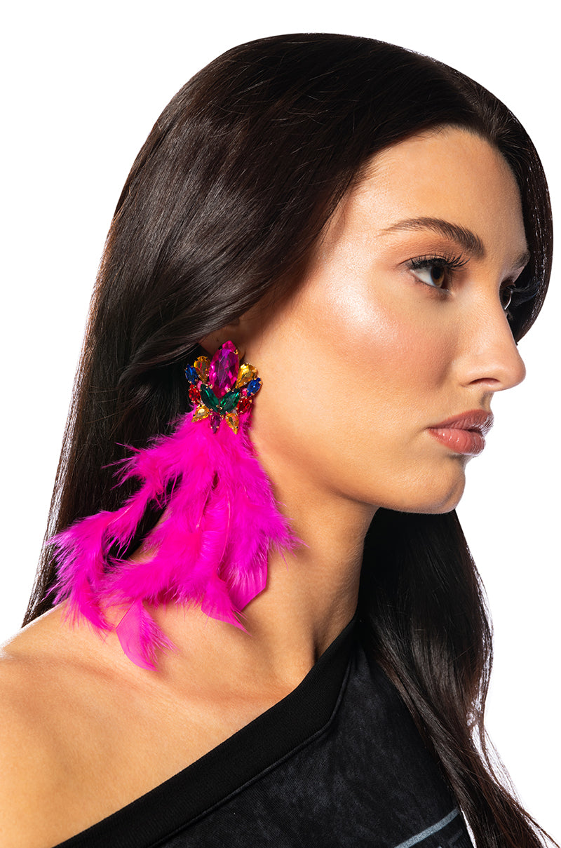 I SHOW UP FEATHER EARRING