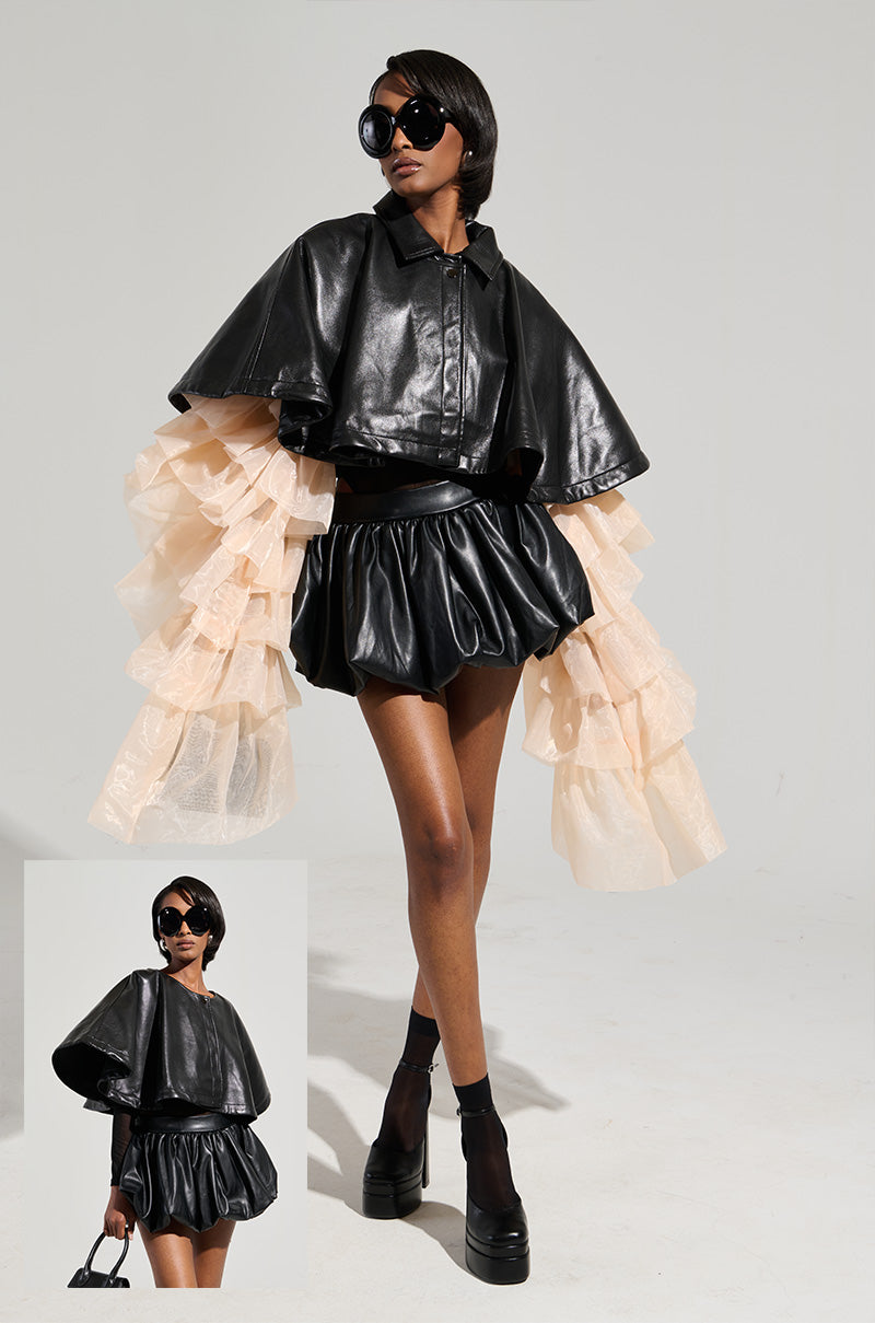 LOUISE TULLE SLEEVE CAPE