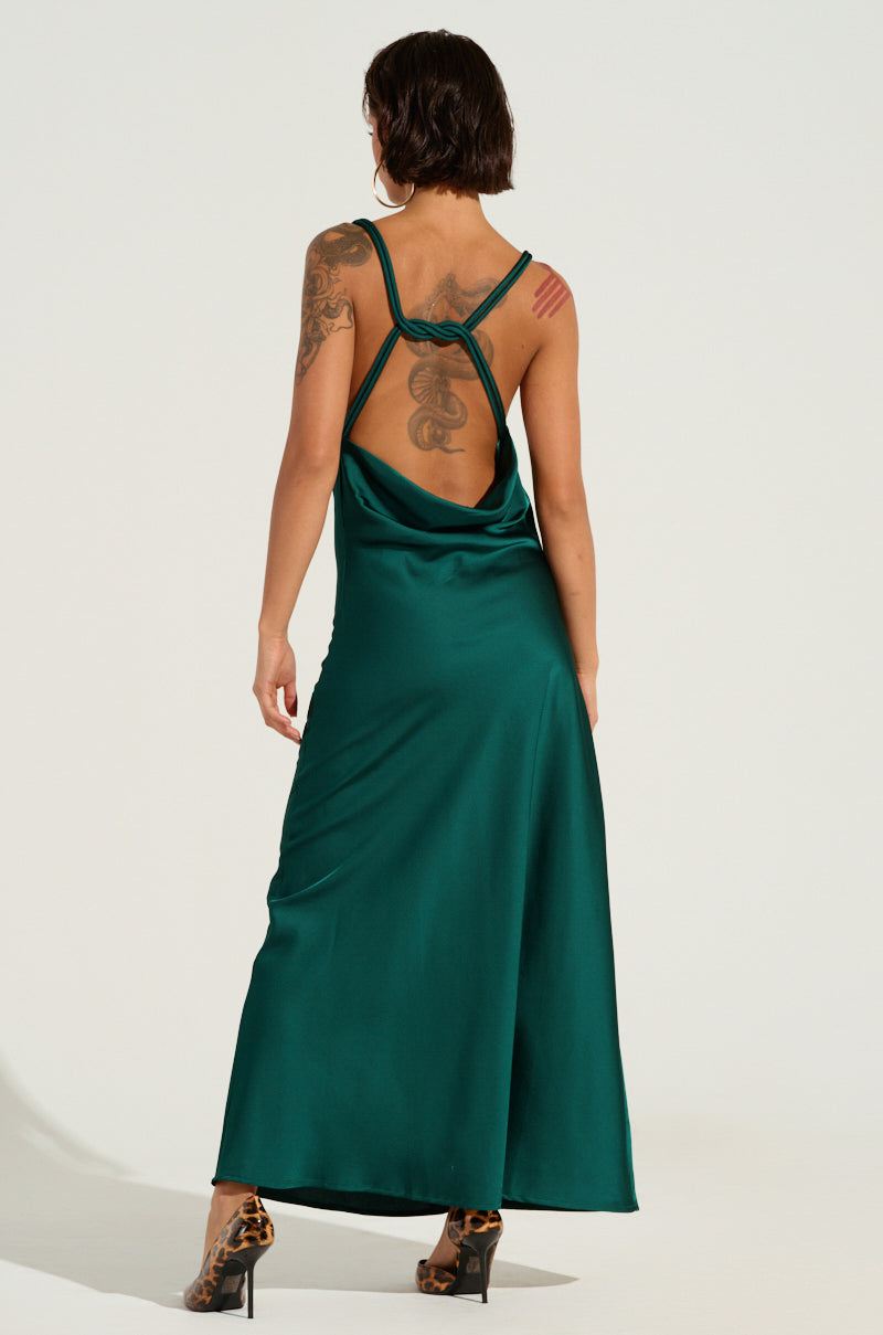 LOVED HARD SATIN MAXI DRESS