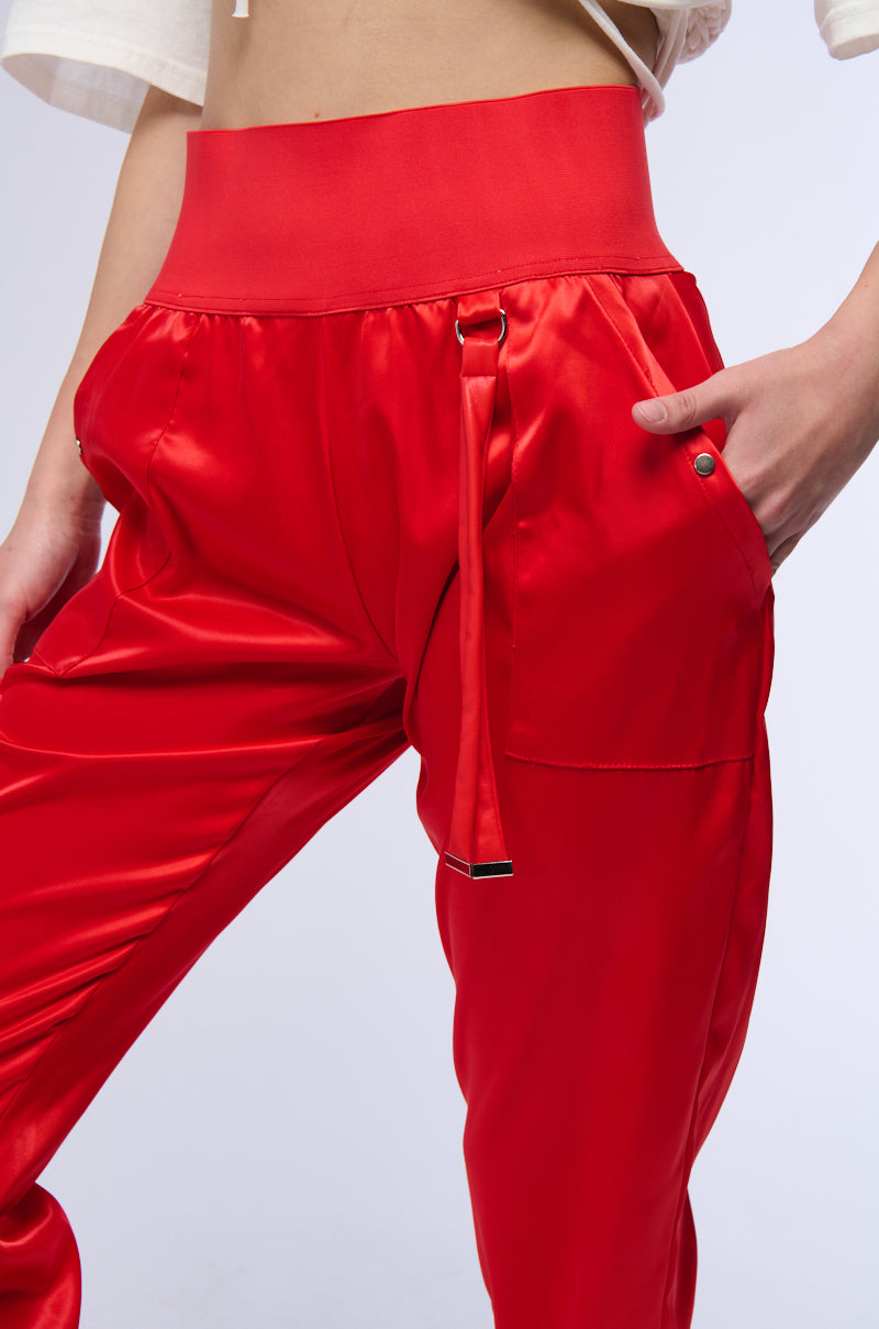 RICH GIRL ENERGY SATIN HIGH WAIST JOGGER PANT