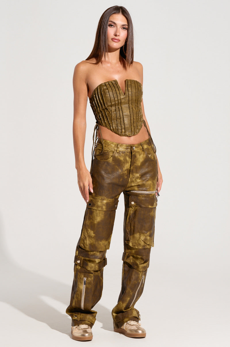 OUT LIKE A BANDIT FAUX LEATHER CARGO PANT