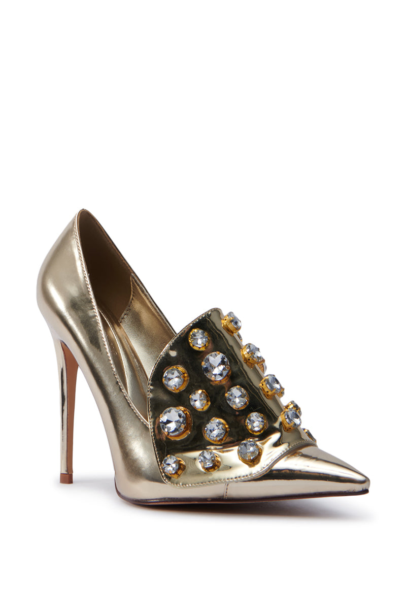 AZALEA WANG ANTHEA GOLD STILETTO PUMP