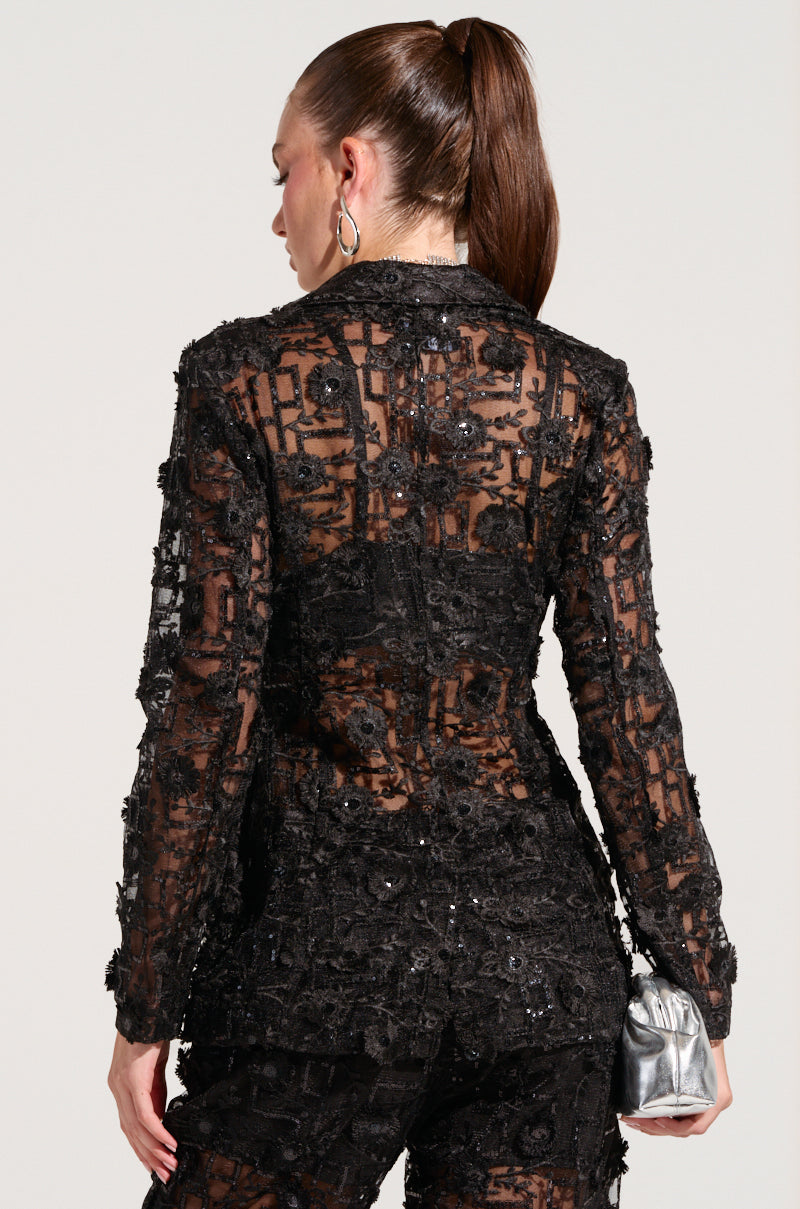 CELEBRATION TIME LACE BLAZER IN BLACK