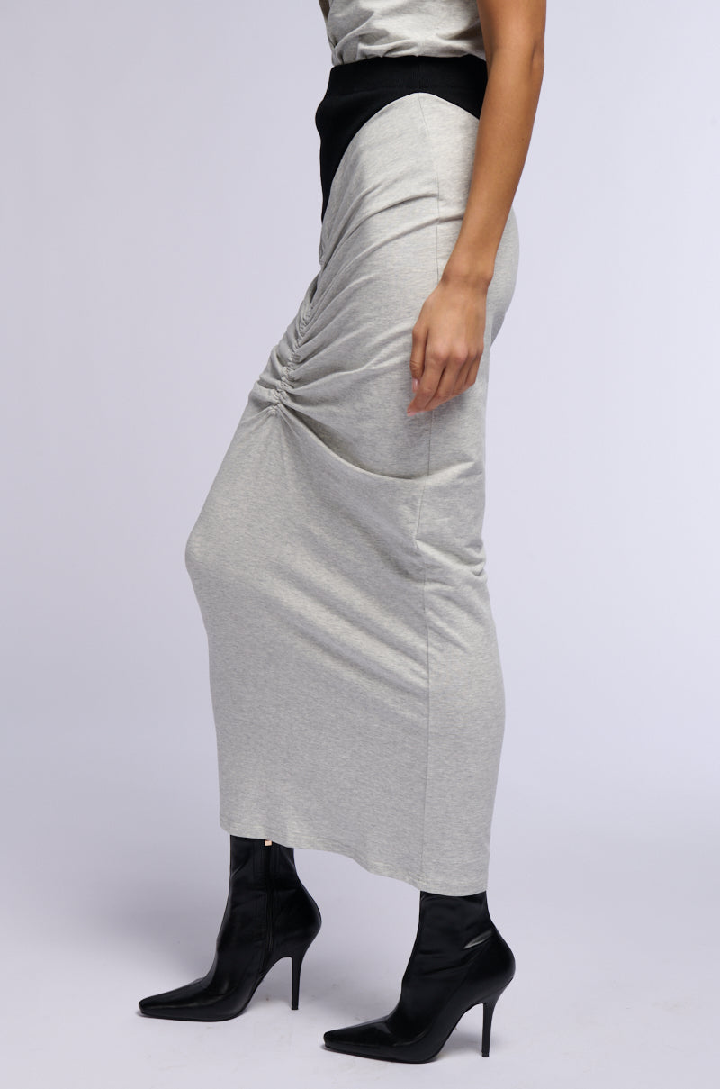 CHARLIE RUCHED MIDI SKIRT