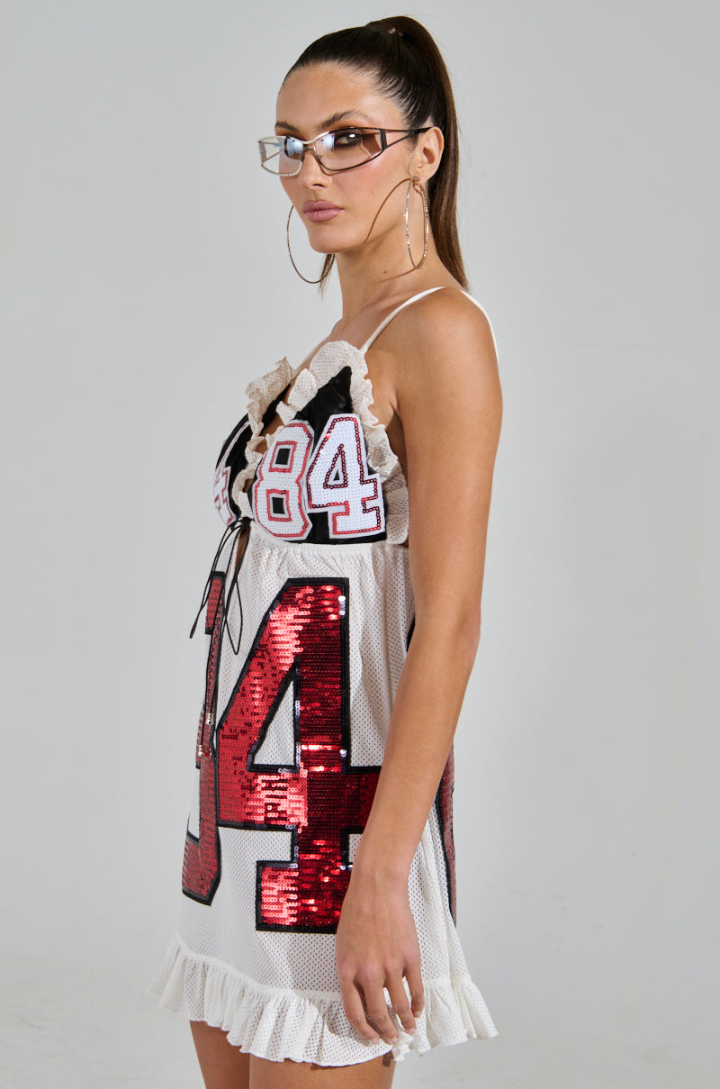 TOUCHDOWN SEQUIN JERSEY DRESS