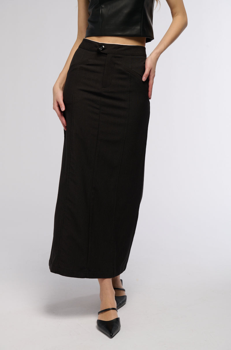 PROFESSIONAL HUSTLER PIN STRIPE MIDI SKIRT