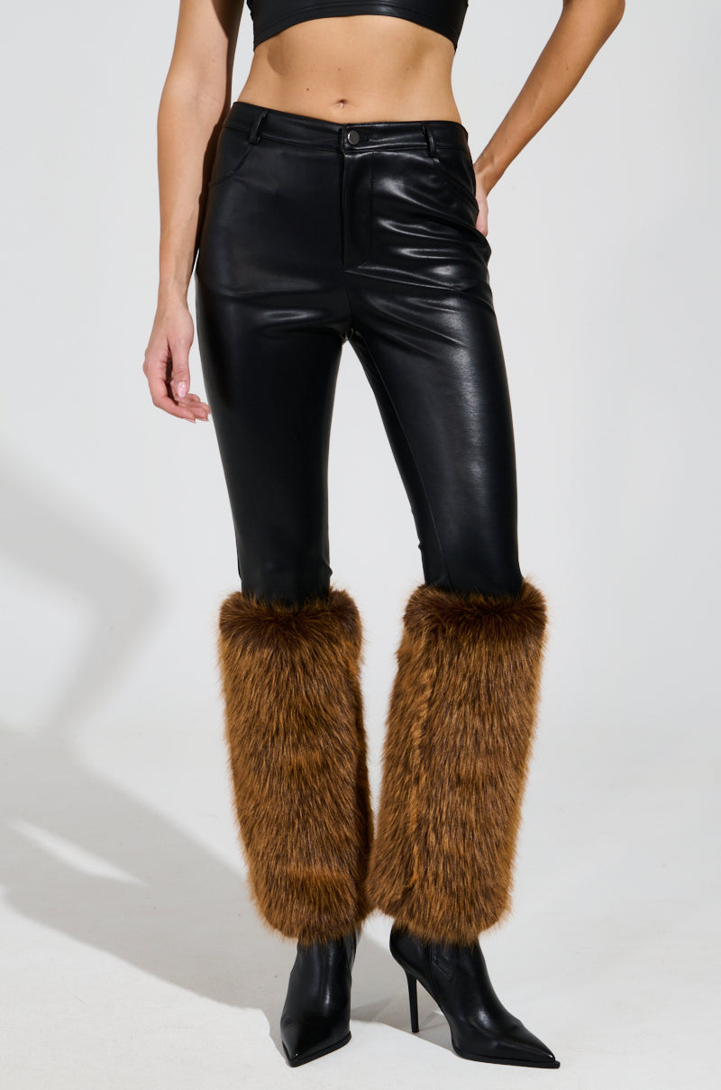 SIREN FUR TRIM FAUX LEATHER PANTS