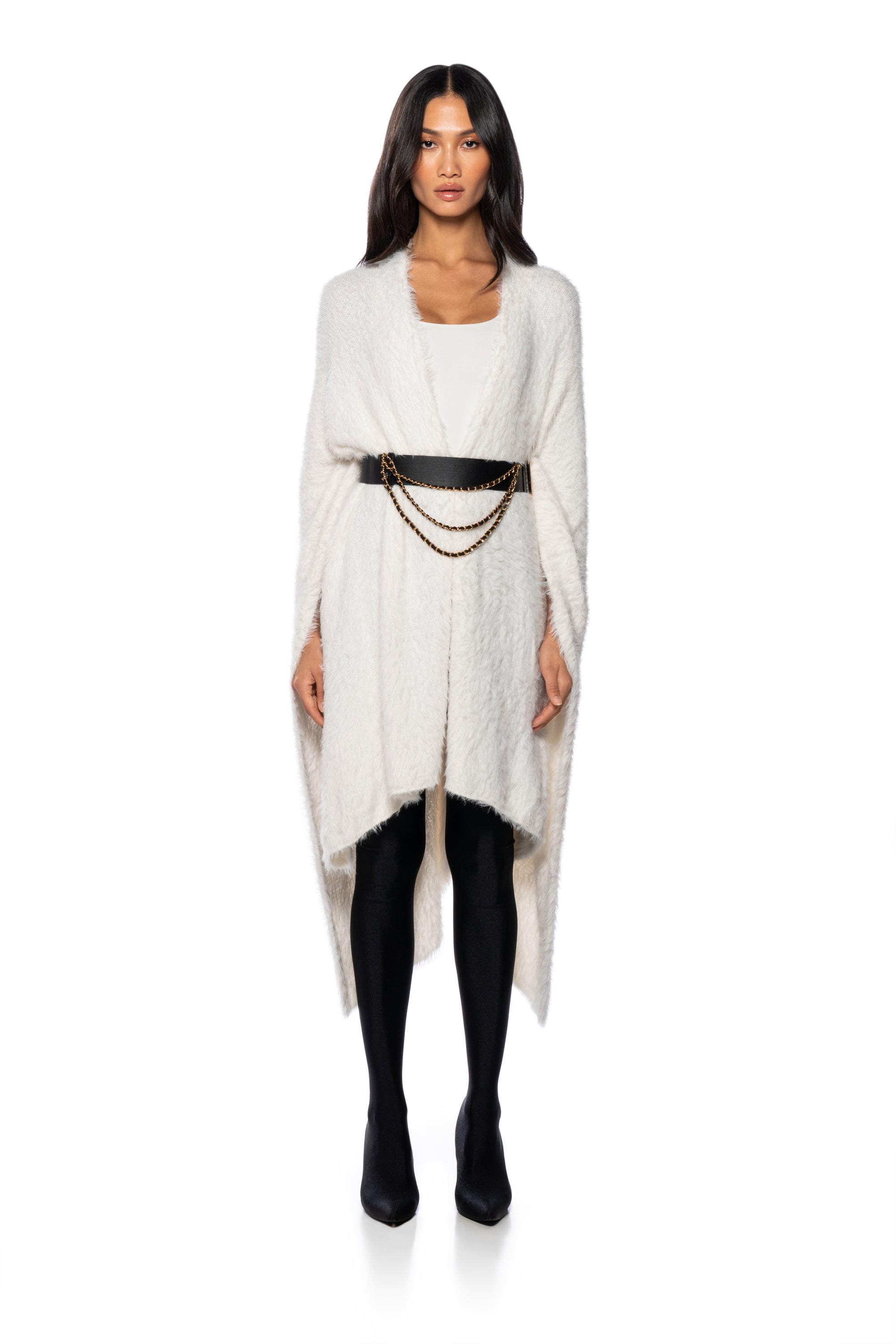 COZY TAPE KNIT PONCHO