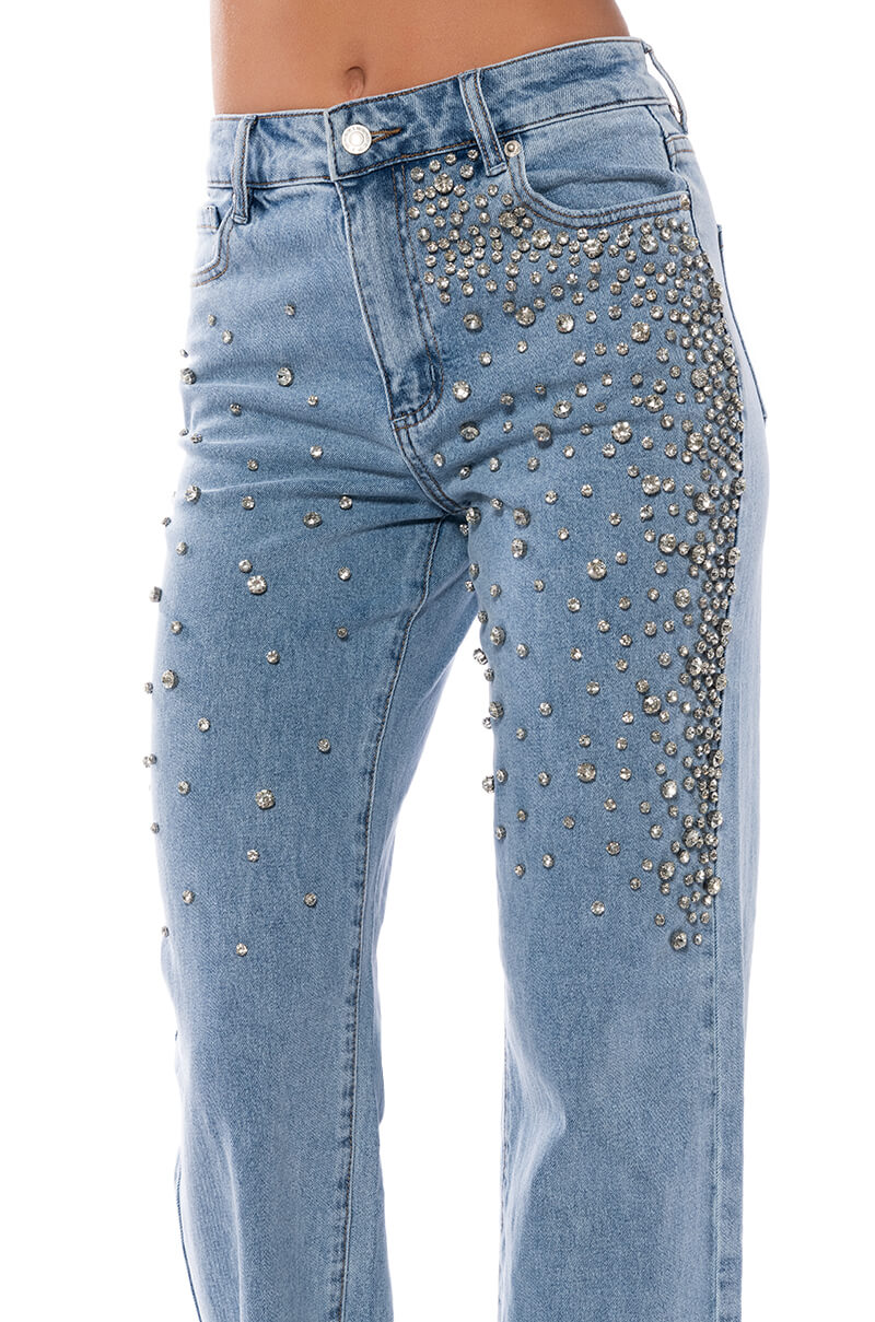 RILEE EMBELLISHED STRAIGHT FIT JEANS