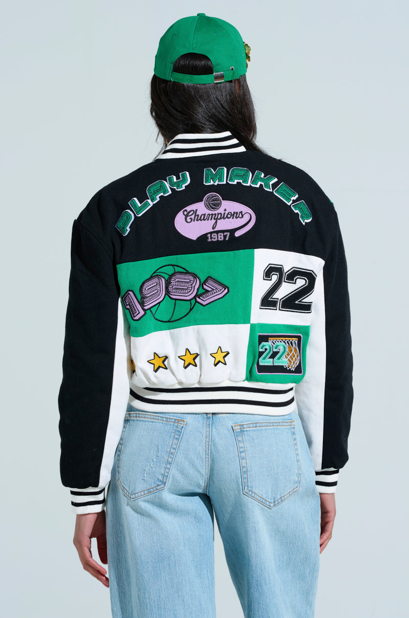 MY RULES EMBROIDERED BOMBER