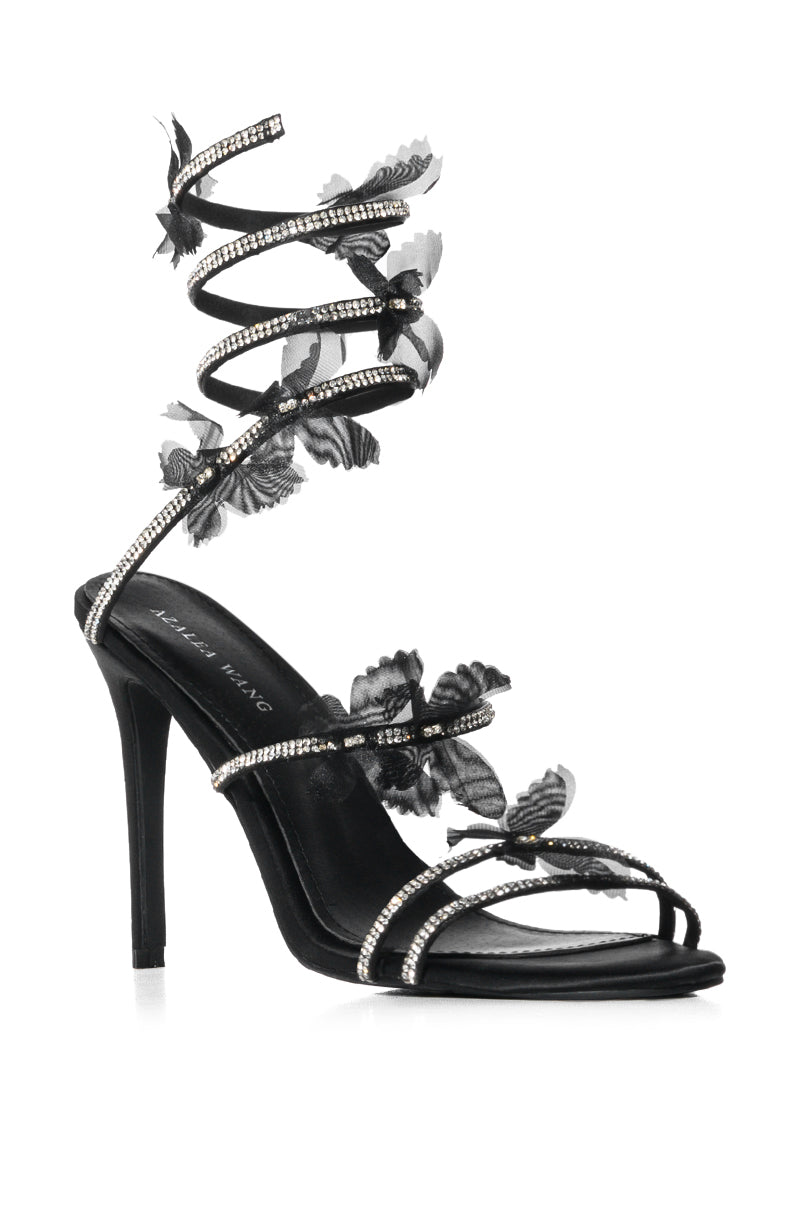 AZALEA WANG ARYANA BLACK BUTTERFLY COIL SANDAL