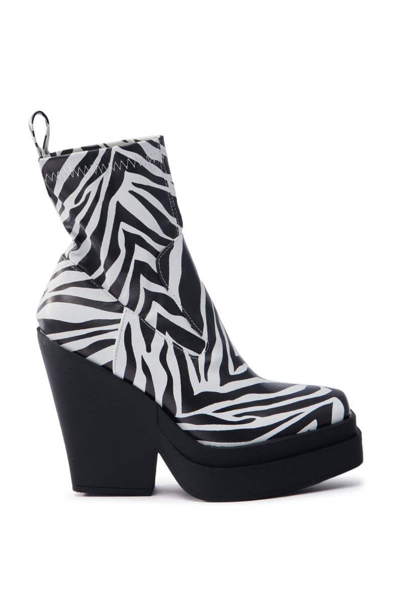 AKI ZEBRA PU CHUNKY BOOTIE