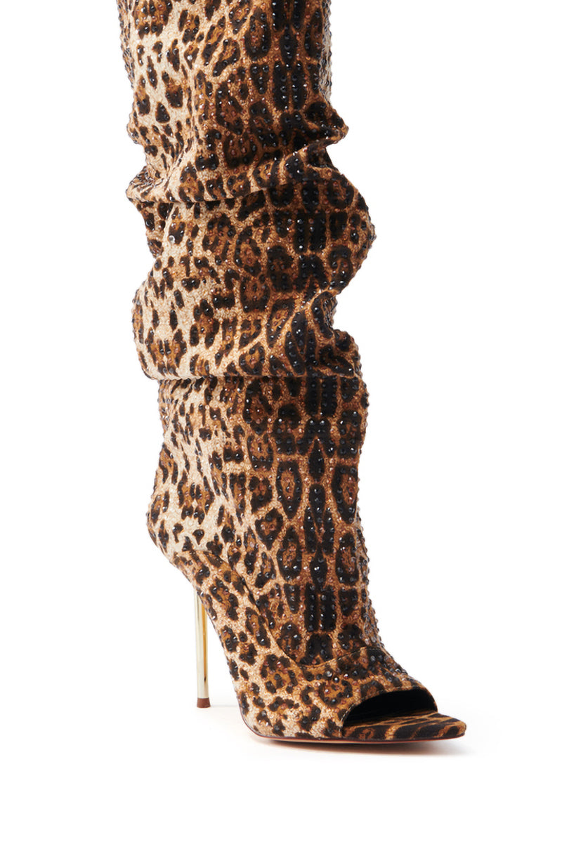 AZALEA WANG SPHYNX LEOPARD OPEN TOE BOOT