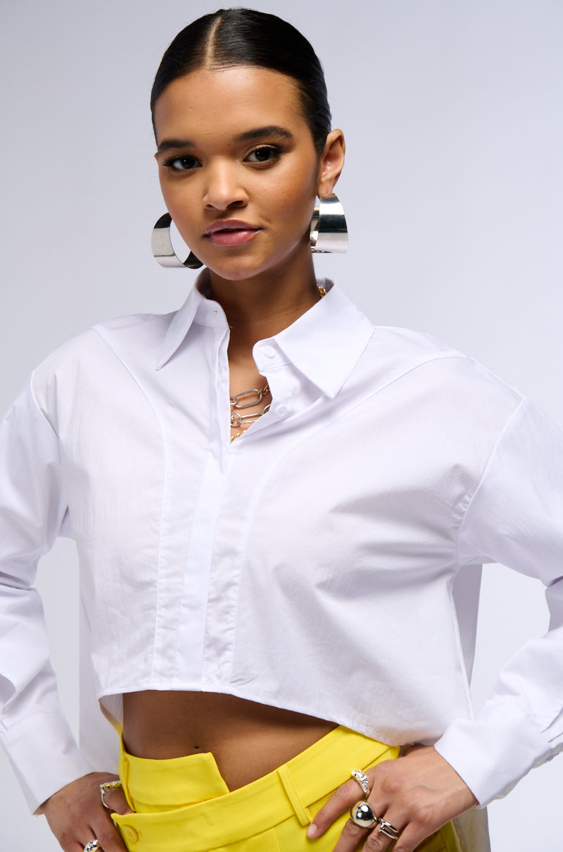 STEPHANIE HIGH LOW POPLIN BUTTON DOWN SHIRT