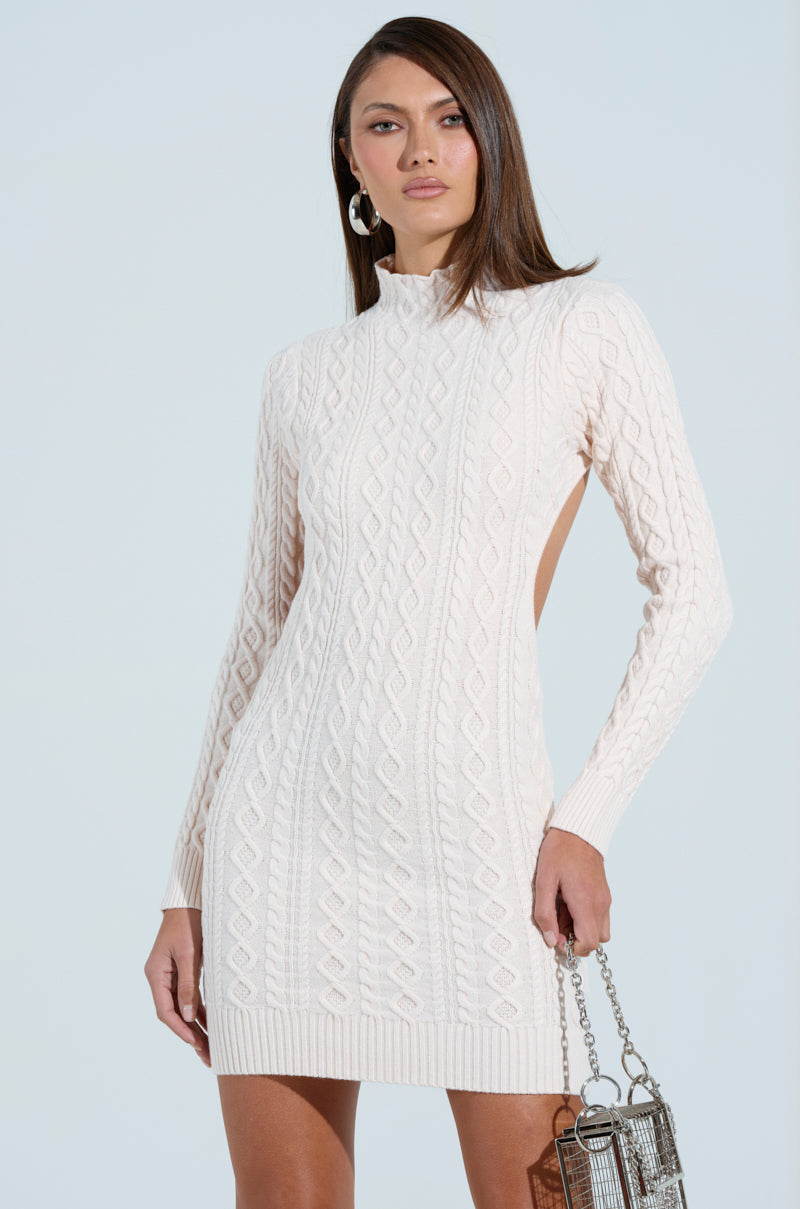 FASHIONABLY LATE CABLEKNIT MINI DRESS