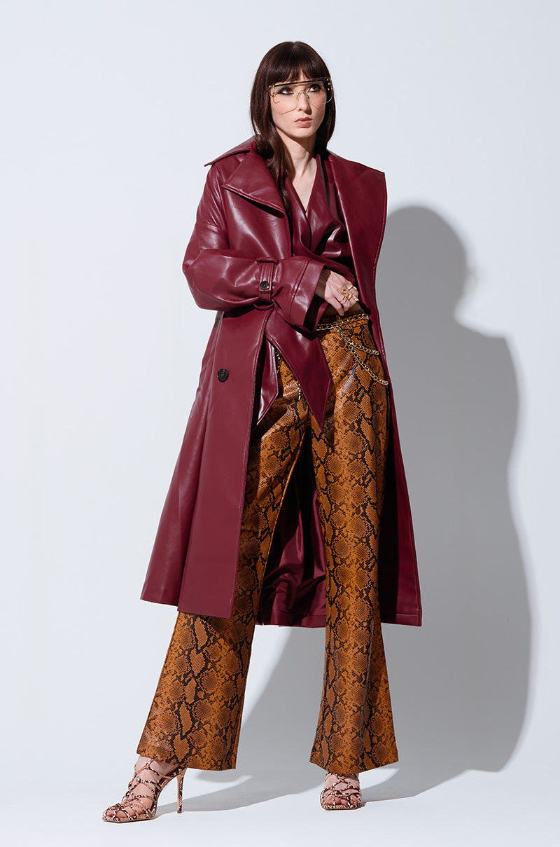 ALINNA FAUX LEATHER TRENCH