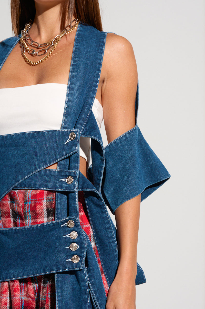 GEO CUTOUT DENIM DUSTER