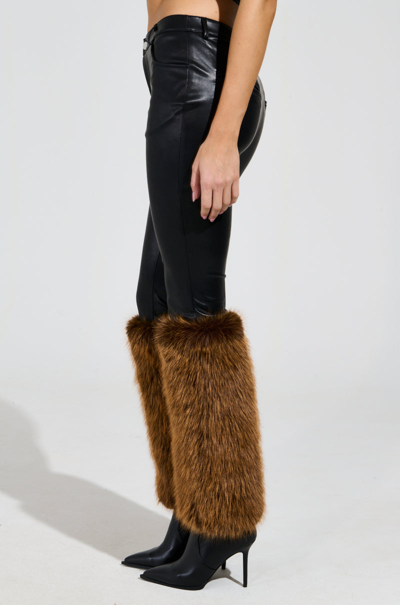 SIREN FUR TRIM FAUX LEATHER PANTS