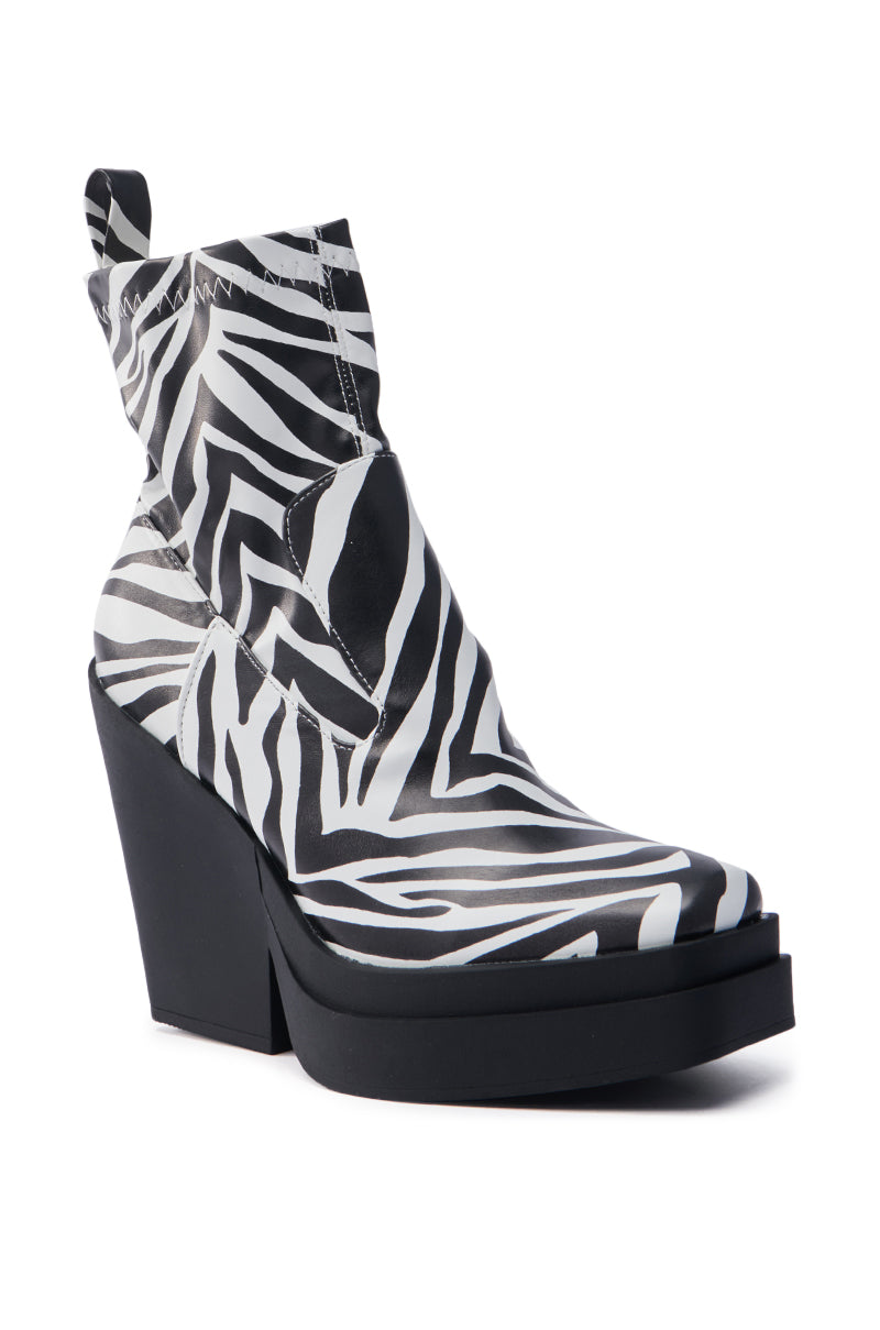 AKI ZEBRA PU CHUNKY BOOTIE