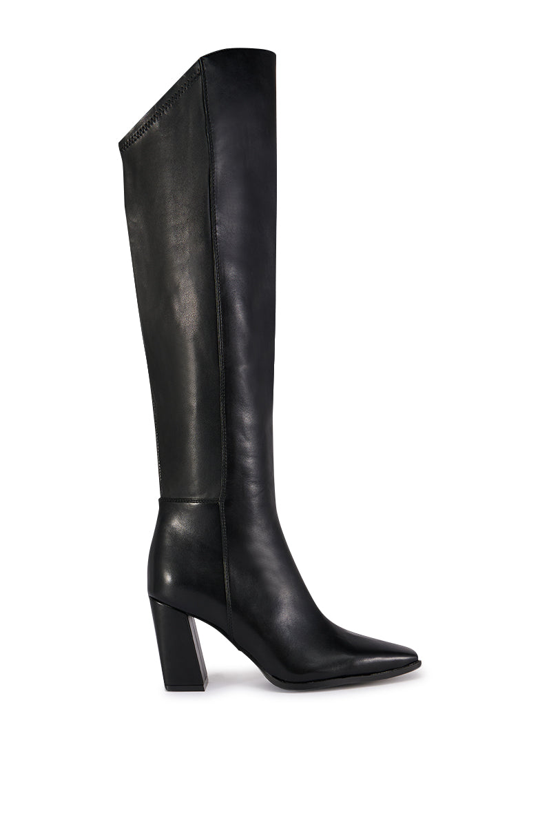 AZALEA WANG YAHYA BLACK ASYMMETRICAL TOPLINE BOOT