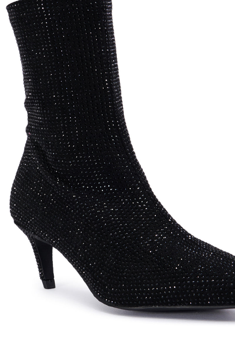 AZALEA WANG NEROLA BLACK RHINESTONE BOOTIE