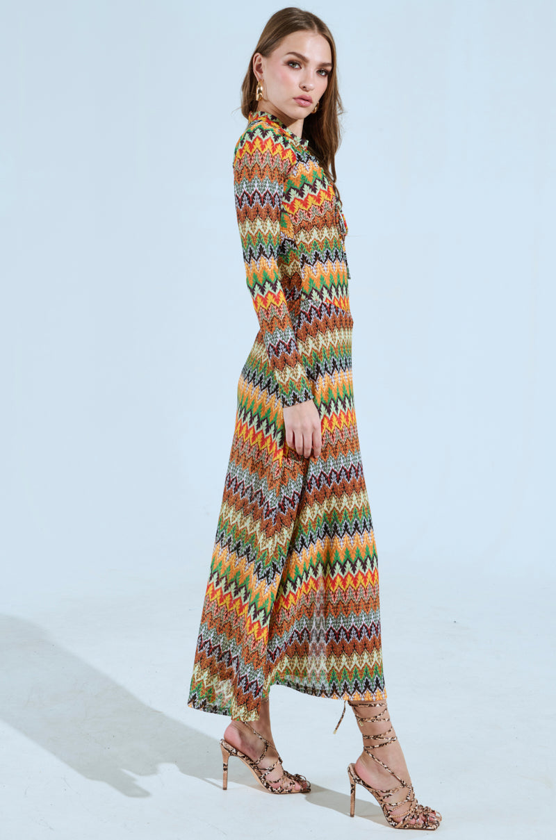 BAYLEE ABSTRACT PRINT KNIT MAXI DRESS