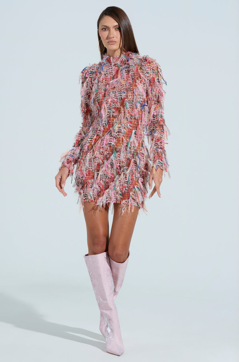 DAYDREAMING FRINGE MINI DRESS