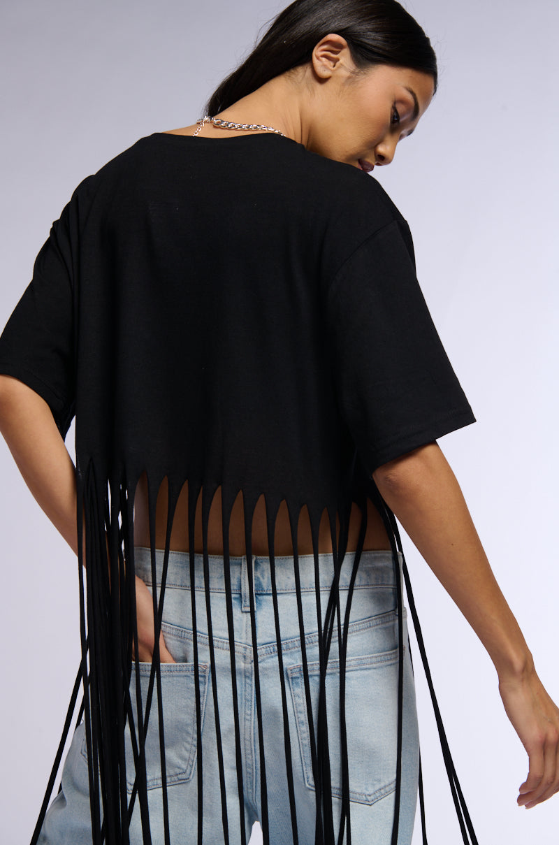 BRING THE FUN FRINGE TSHIRT IN BLACK