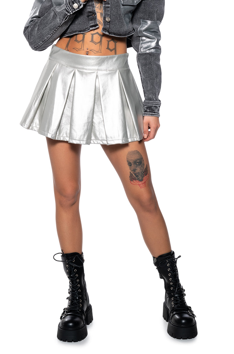 YOURS TRULY METALLIC MICRO MINI SKORT