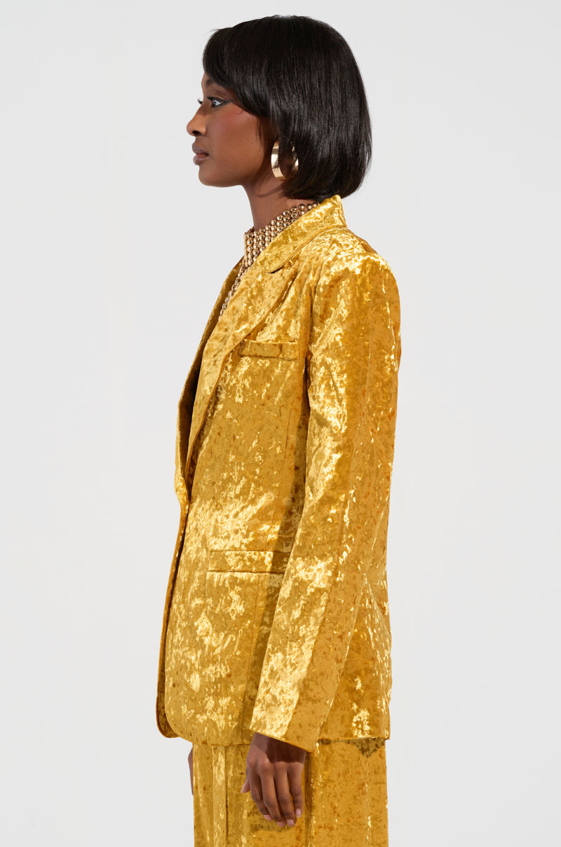 DRIPPING IN GOLD CRUSHED VELVET BLAZER