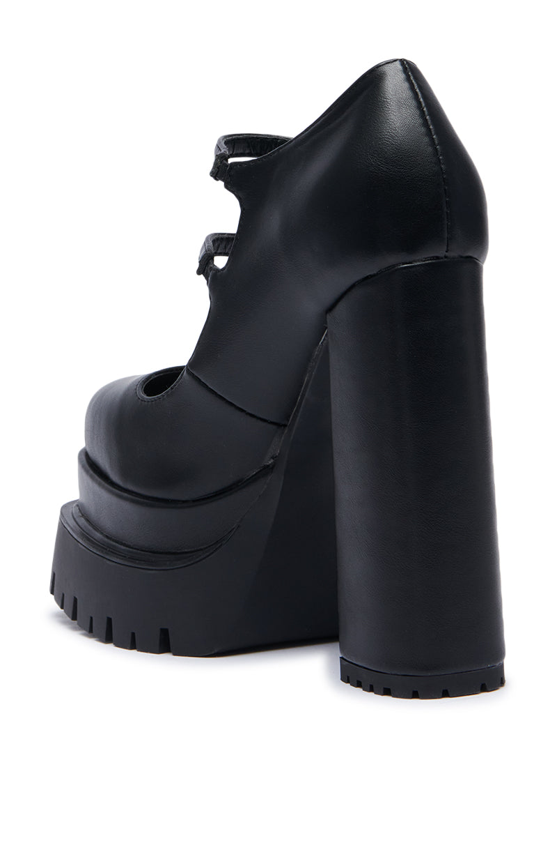 AZALEA WANG VIOLINA BLACK CHUNKY PLATFORM PUMP