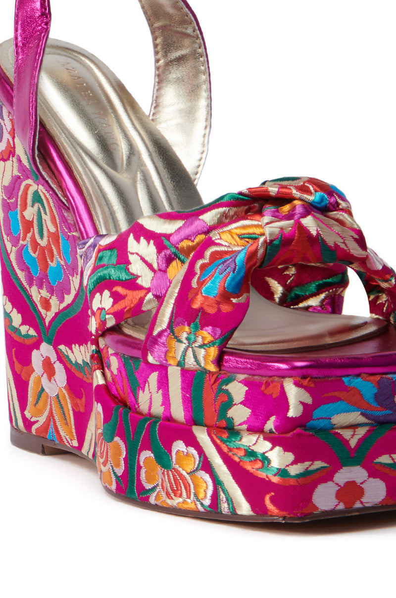 AZALEA WANG HAYDEN PRINTED WEDGE SANDAL