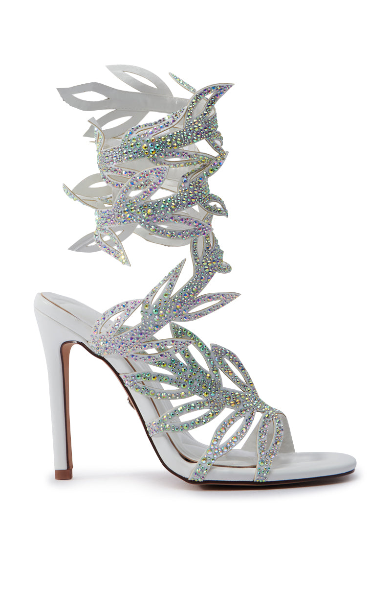 AZALEA WANG MEIER WHITE EMBELLISHED STILETTO SANDAL